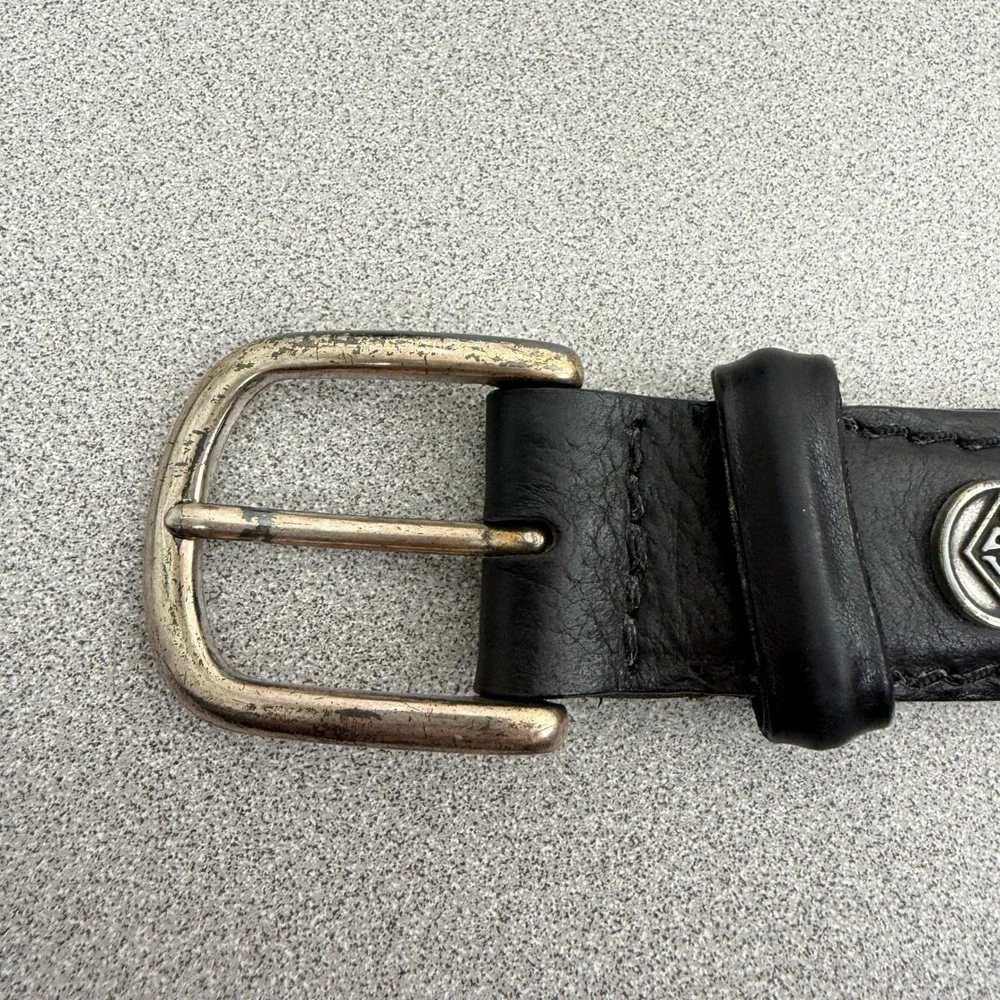 Eddie Bauer Belt Mens 42 Black Genuine Leather Made in USA Silver Buckle